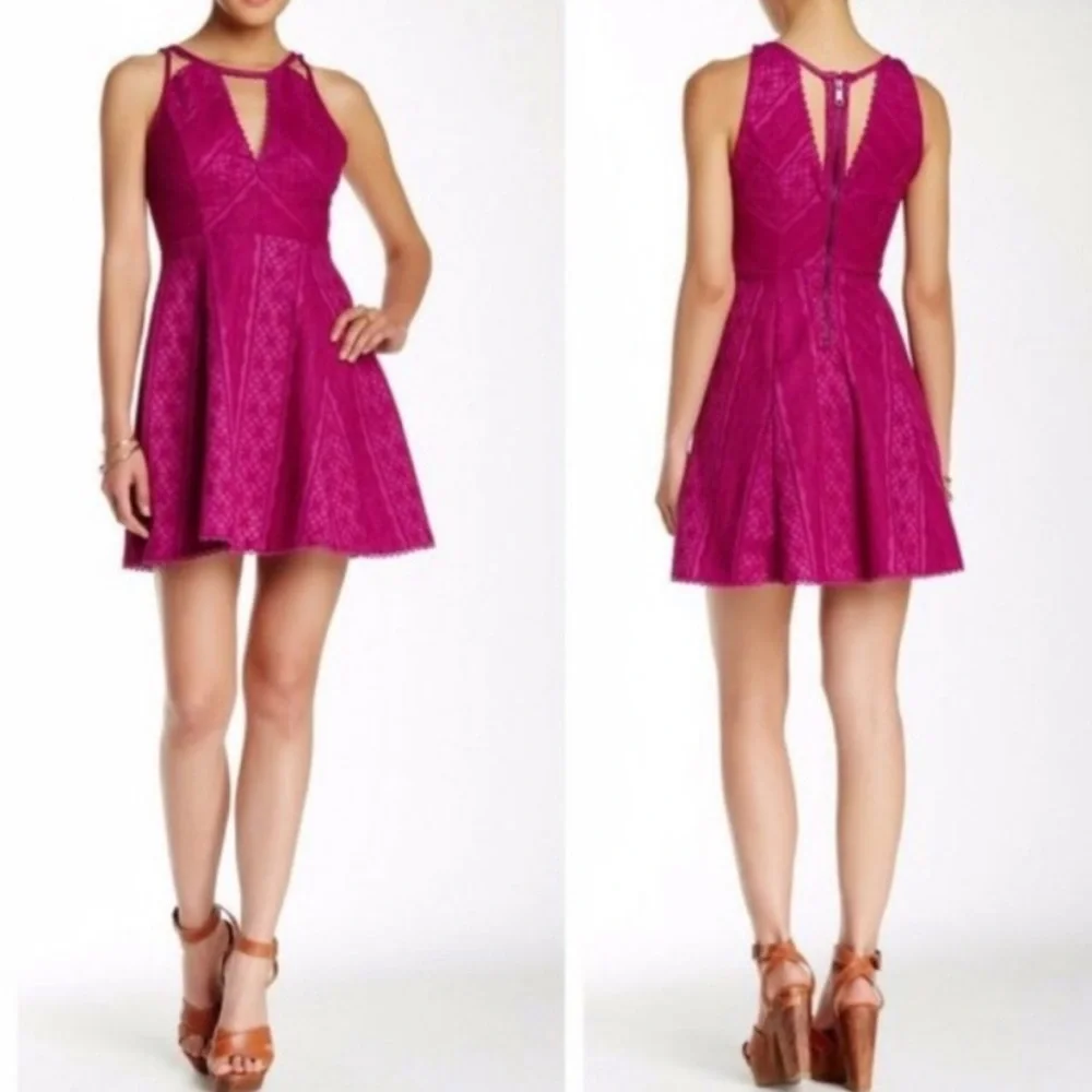 FREE PEOPLE Miss Connections Dress Fit & Flare Sleeveless Cutout Lace 4